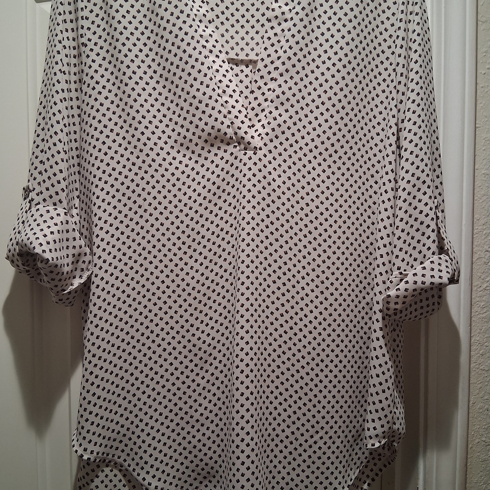 Lush Geometric Design Black, Off White, & Rust Women's Tunic Size M
